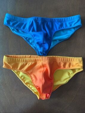 Men’s Sunny Days Swim Brief Bundle - Blue Lagoon & Tequila Sunrise (M)
